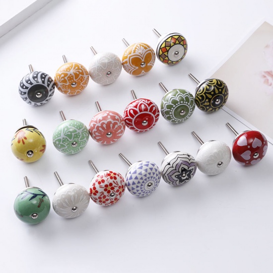 Imagen de Red - 17# Ceramic Ball Handles Pulls Knobs For Drawer Cabinet Furniture Hardware 42x29mm, 1 Piece