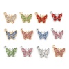 Picture of Zinc Based Alloy Insect Charms Butterfly Animal Gold Plated Micro Pave Clear Rhinestone 17mm x 15mm, 5 PCs