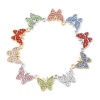 Picture of Zinc Based Alloy Insect Charms Butterfly Animal Gold Plated Micro Pave Clear Rhinestone 17mm x 15mm, 5 PCs