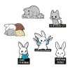 Picture of Pin Brooches Rabbit Animal Black & White Enamel 31mm x 15mm, 1 Piece