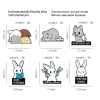 Picture of Pin Brooches Rabbit Animal Black & White Enamel 31mm x 15mm, 1 Piece