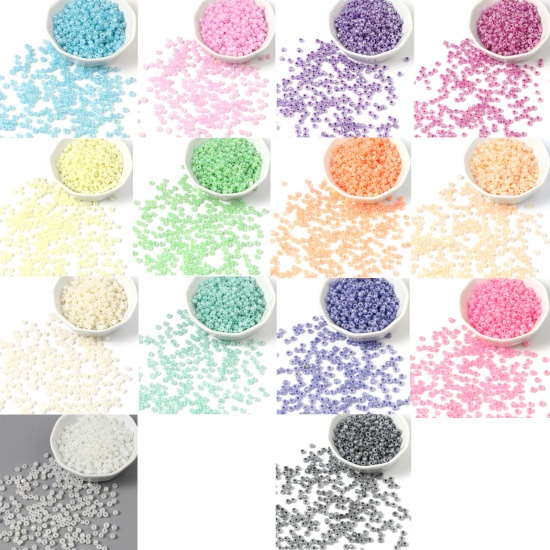 Picture of Glass Cream Seed Beads Round Silver-gray About 2mm Dia., Hole: Approx 0.7mm, 1 Packet ( 28000 PCs/Packet)