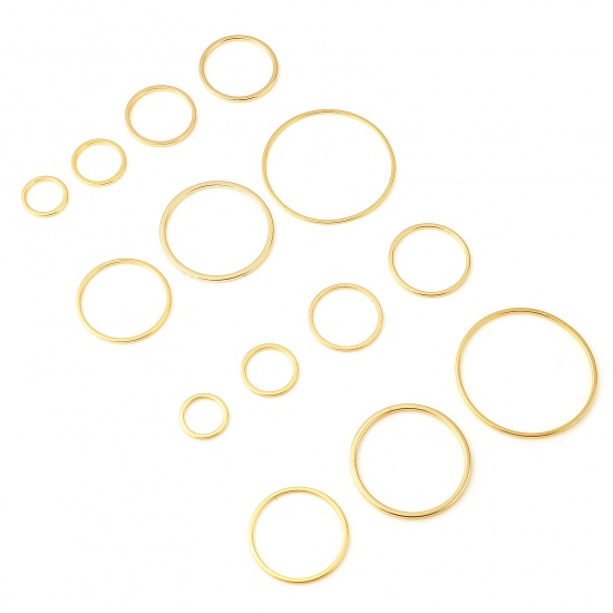 Picture of Copper Jump Rings Findings Closed Soldered 18K Real Gold Plated Circle Ring 10 PCs