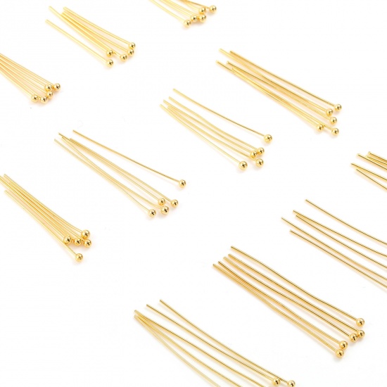 Picture of Copper Ball Head Pins 18K Real Gold Plated 50 PCs