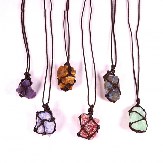 Picture of Fluorite ( Natural ) Necklace Purple Irregular Woven 60cm(23 5/8") long, 1 Piece