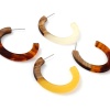 Picture of Wood Hoop Earrings Yellow C Shape 3.5cm x 2.8cm, 2 PCs