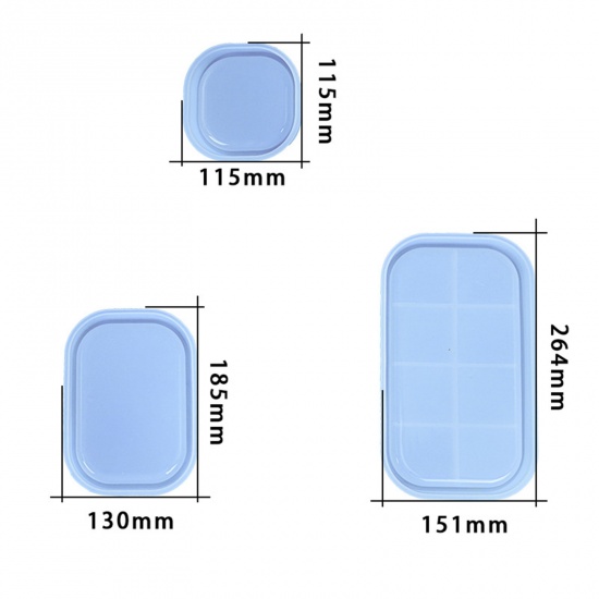 Picture of Silicone Resin Mold For Jewelry Making Tray Oval Grid Checker White 26.4cm x 15.1cm, 1 Piece