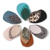 Picture of PU Leather Pendants Drop Multicolor Leopard Print 5.8cm x 3.7cm, 5 PCs