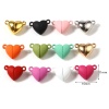 Picture of Zinc Based Alloy Valentine's Day Magnetic Clasps Heart Gold Plated Rubberized 16mm x 11mm, 5 PCs