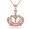Picture of Zinc Based Alloy Necklace Rose Gold Crown Clear Rhinestone 45cm(17 6/8") long, 1 Piece