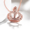 Picture of Zinc Based Alloy Necklace Rose Gold Crown Clear Rhinestone 45cm(17 6/8") long, 1 Piece