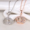 Picture of Zinc Based Alloy Necklace Rose Gold Crown Clear Rhinestone 45cm(17 6/8") long, 1 Piece