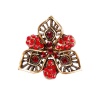 Picture of Zinc Based Alloy Pin Brooches Flower Antique Bronze Coffee Rhinestone 3.3cm x 3.3cm, 1 Piece