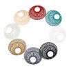 Bild von Eisenlegierung Filigran Stempel Verzierung Anhänger Oval Bunt Filigran 3.9cm x 3.6cm, 10 Stück