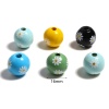 Picture of Wood Spacer Beads Round Multicolor Daisy Flower About 16mm Dia., Hole: Approx 3.8mm, 20 PCs
