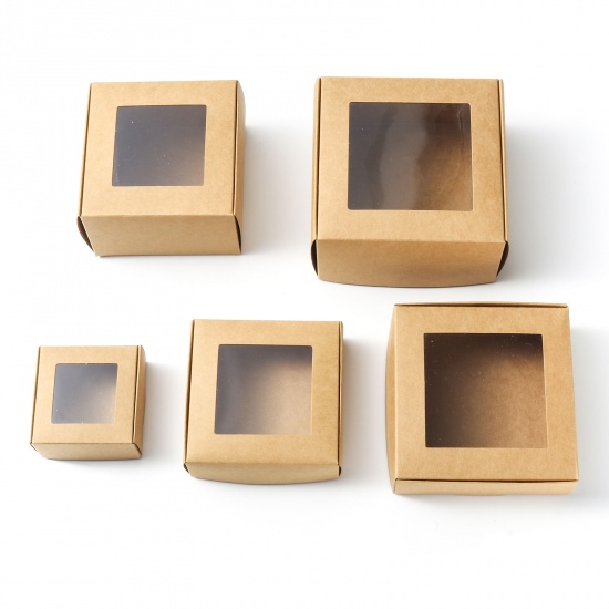 Picture of Paper Jewelry Gift Packing & Shipping Boxes Square Kraft Paper Color 6.5cm x 6.5cm x 3cm , 5 PCs