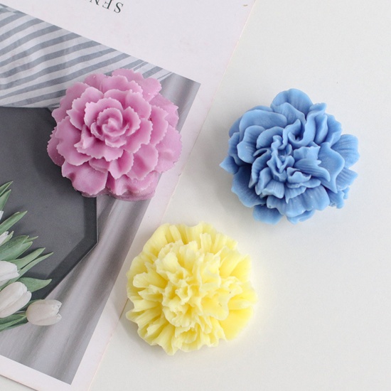 Picture of Silicone Resin Mold For Jewelry Making Handmade soap Chrysanthemum Flower White 7cm Dia., 1 Piece