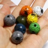 Picture of Wood Spacer Beads Round Light Blue Halloween Spider About 16mm Dia., Hole: Approx 4.5mm - 3.6mm, 20 PCs