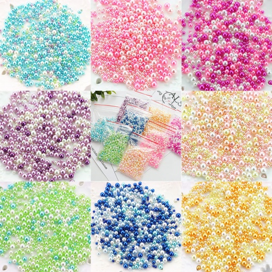 Picture of Resin Resin Jewelry Craft Filling Material Pink Round Imitation Pearl 5mm - 2.5mm, 1 Bag