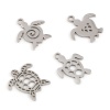 Picture of Stainless Steel Ocean Jewelry Charms Sea Turtle Animal Silver Tone 15mm x 14mm, 5 PCs