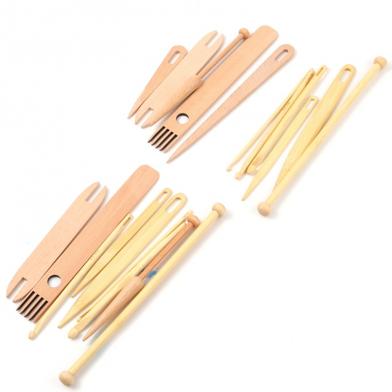 Picture of Beech Wood Weaving Shuttle Loom Tools Natural 23cm, 1 Set ( 6 PCs/Set)