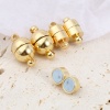 Picture of Copper Magnetic Clasps 18K Real Gold Plated Round 15mm x 8mm, 2 Sets