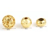 Picture of Copper Beads 18K Real Gold Plated Round Money Sign About 10mm Dia, Hole: Approx 1.3mm, 5 PCs