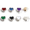 Bild von Zinklegierung Valentinstag Zwischenperlen Spacer Perlen Herz Silberfarbe Lila Emaille ca. 8.5mm x 8mm, Loch:ca. 1.3mm, 20 Stück