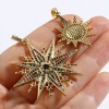 Immagine di Rame Galassia Ciondoli Oro Placcato Sole Micro Spianare Multicolore Cubic Zirconiae 39mm x 29mm, 1 Pz