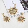 Immagine di Rame Galassia Ciondoli Oro Placcato Sole Micro Spianare Multicolore Cubic Zirconiae 39mm x 29mm, 1 Pz
