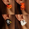 Picture of Resin Ear Post Stud Earrings White Halloween Ghost 30mm x 30mm, 1 Pair