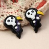 Picture of Resin Ear Post Stud Earrings White Halloween Ghost 30mm x 30mm, 1 Pair