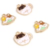 Picture of Zinc Based Alloy Charms Plate Gold Plated Multicolor Cat Enamel 18mm x 16mm, 10 PCs