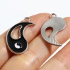 Immagine di Lega di Zinco Religione Charms Otto Diagrammi Tono Argento Nero & Bianco Ameba Smalto 22mm x 14mm , 10 Seri ( 2 Pz/Serie)