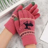 Bild von Grau - 6# Touchscreen Polyester Faser Stricken verdickt flauschige Hirsch warme Handschuhe für Frauen Mädchen, 1 Paar