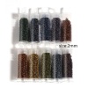 Immagine di Vetro Seme Perline Tondo Multicolore Per 2mm Dia., Foro:Circa 0.6mm, 1 Bottiglia