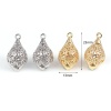 Immagine di Rame Charms Olive 18K Platino Placcato Filigrana 23mm x 13mm, 2 Pz
