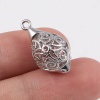 Immagine di Rame Charms Olive 18K Platino Placcato Filigrana 23mm x 13mm, 2 Pz