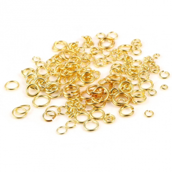 Picture of 0.9mm Sterling Silver Open Jump Rings Findings Circle Ring Gold Plated 6mm Dia., 1 Gram (Approx 9 PCs)