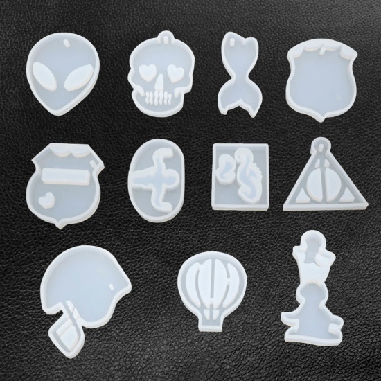 Picture of Silicone Resin Mold For Jewelry Making Pendant Christmas Snowman White 7.6cm x 3.8cm, 1 Piece