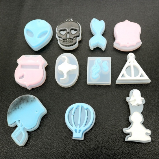 Picture of Silicone Resin Mold For Jewelry Making Pendant Christmas Snowman White 7.6cm x 3.8cm, 1 Piece
