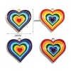 Picture of Zinc Based Alloy Valentine's Day Charms Heart Silver Tone Multicolor Enamel 29mm x 28mm, 5 PCs