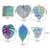 Image de Pendentifs Estampe en Filigrane en Alliage de Fer Monstera Multicolore Triangle env. Plaqué 3.3cm x 3.2cm, 5 Pcs