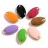 Immagine di Rame Sequins Smaltati Charms Oro Placcato Multicolore Ovale 14mm x 8mm, 10 Pz