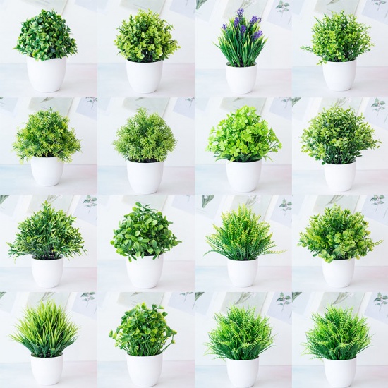 Picture of Green - 15# Plastic Artificial Eucalyptus Potted Plants Home Decoration 23x22cm, 1 Piece