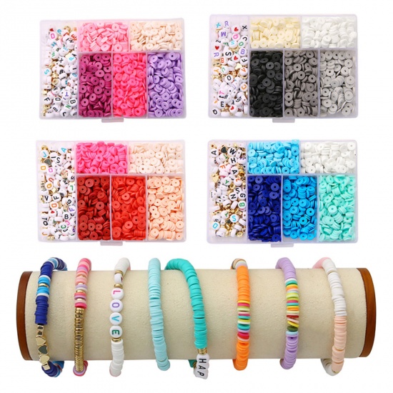 Picture of Polymer Clay DIY Bracelet Handmade Craft Materials Accessories Multicolor 7mm x 6mm, 6mm Dia., 1 Box