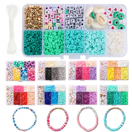 Picture of Polymer Clay DIY Bracelet Handmade Craft Materials Accessories Multicolor 10mm - 3mm Dia., 1 Box