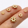 Picture of Copper Spacer Beads 18K Real Gold Plated Snowflake About 5mm x 5mm, Hole: Approx 1.5mm, 10 PCs