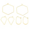 Bild von Kupfer Ohrreifen 18K Vergoldet Polygon 35mm x 23mm, Drahtstärke: (20 gauge), 10 Stück