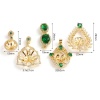 Immagine di Rame Micro Intarsio Connettore Ciondolo Perla Bail Pin Cap 18K Oro riempito Trasparente Strass Verde Cubic Zirconiae 1 Pz